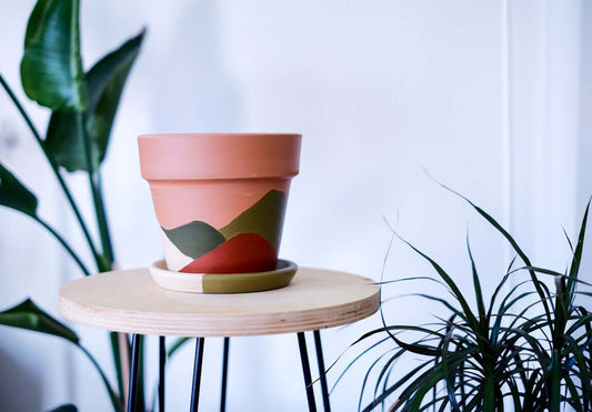 Terracotta Konik Saksı+Tabak • Abstract No.01