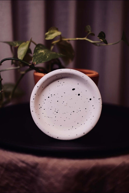 Terracotta Savana Saksı+Tabak • Siyah Beyaz Benekli