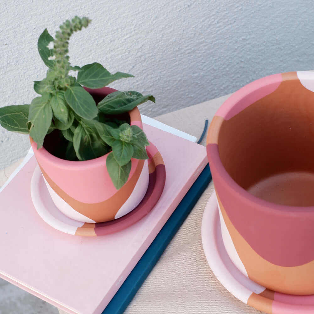 2li Set Terracotta Saksı+Tabak • Pembenin Tonları
