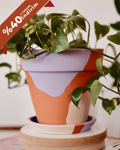 Terracotta Konik Saksı+Tabak • Lilanın Tonları
