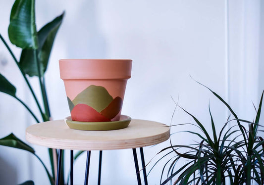Terracotta Konik Saksı+Tabak • Abstract No.01